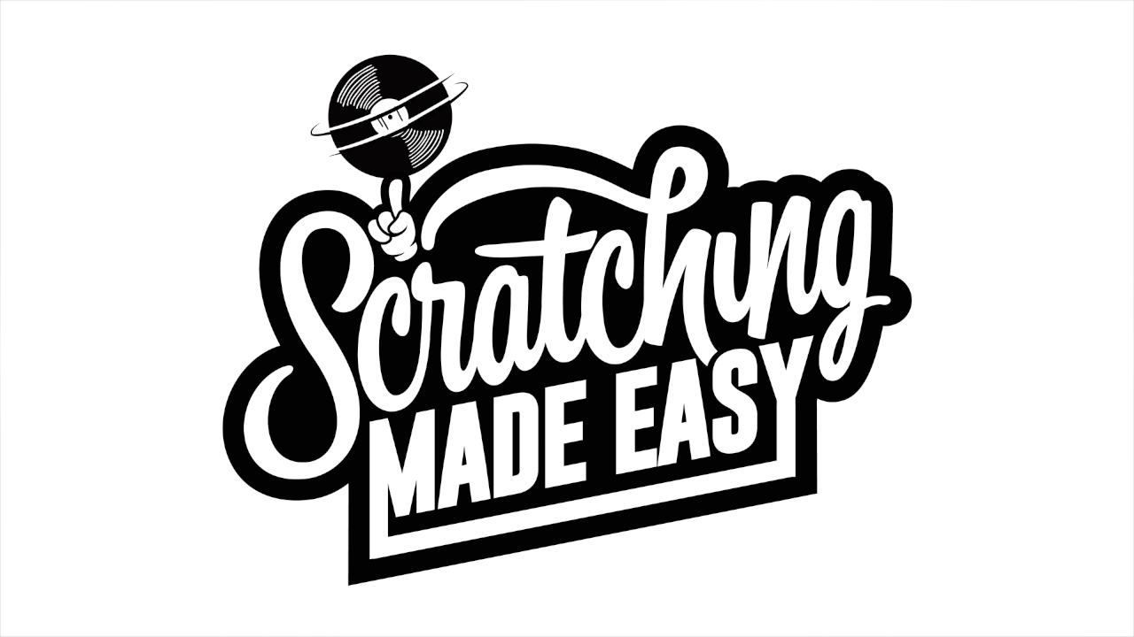 Scratching Made Easy logo with stylized lettering and a record symbol